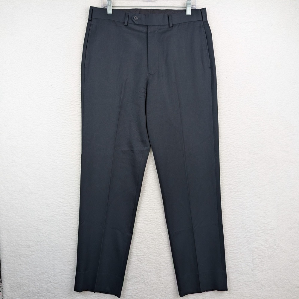 Brooks Brothers "Madison" Dress Pants Men's 35x32 Navy 100% Wool Flat Front T